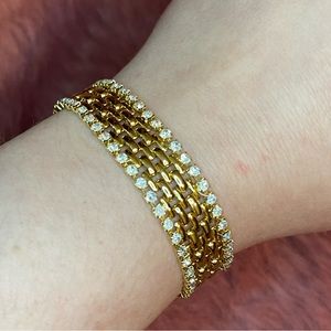 Vintage Kenneth Jay Lane goldtone and crystal bracelet, 7 inches